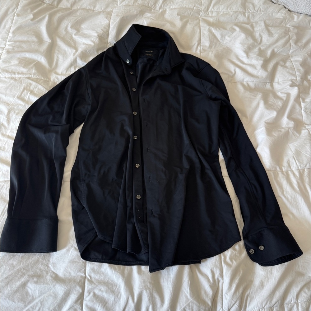 Porter & Ash Black Kinetic Stretch Performance Button Down Shirt | Unisex L